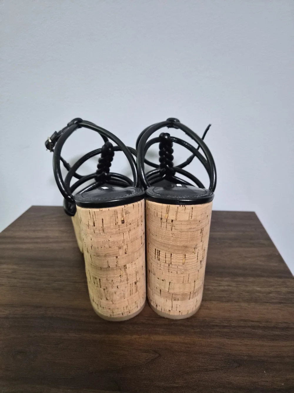 Nine West Black Braided Cork Platform Sandals